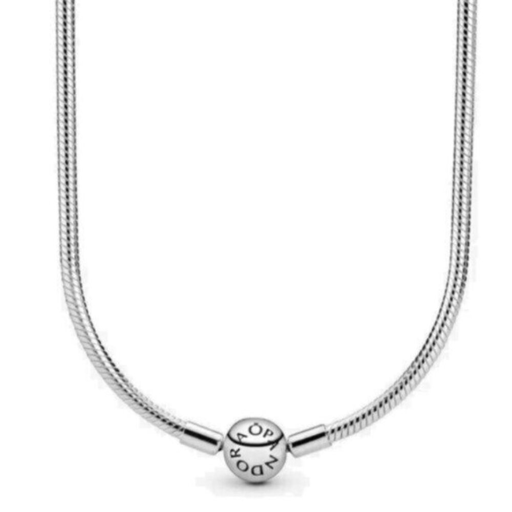 ✅Pandora Moments Snake Silver Chain Necklace Class 50cm Chain Necklace Round